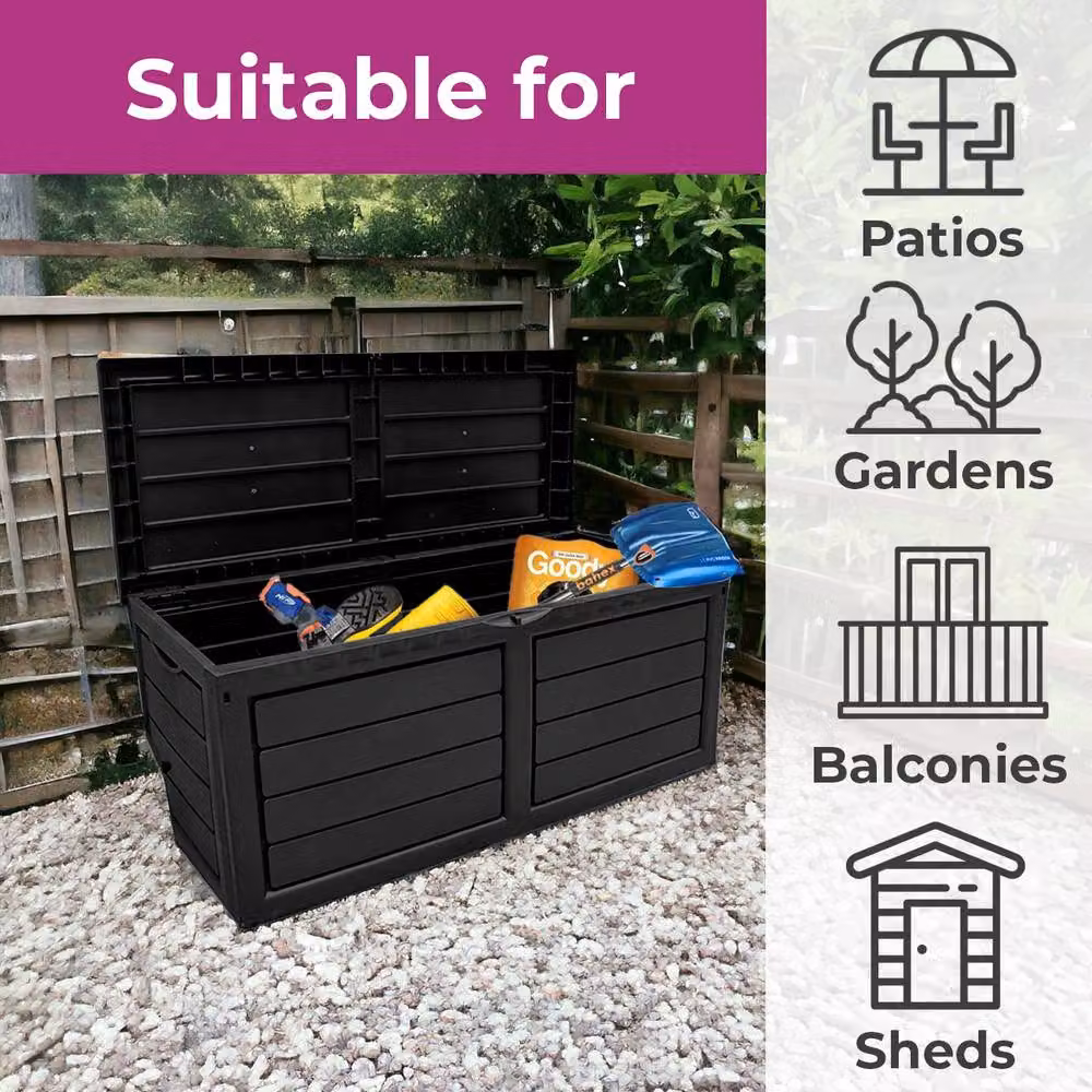 Neo Garden 320L Black Plastic Outdoor Storage Box – 5