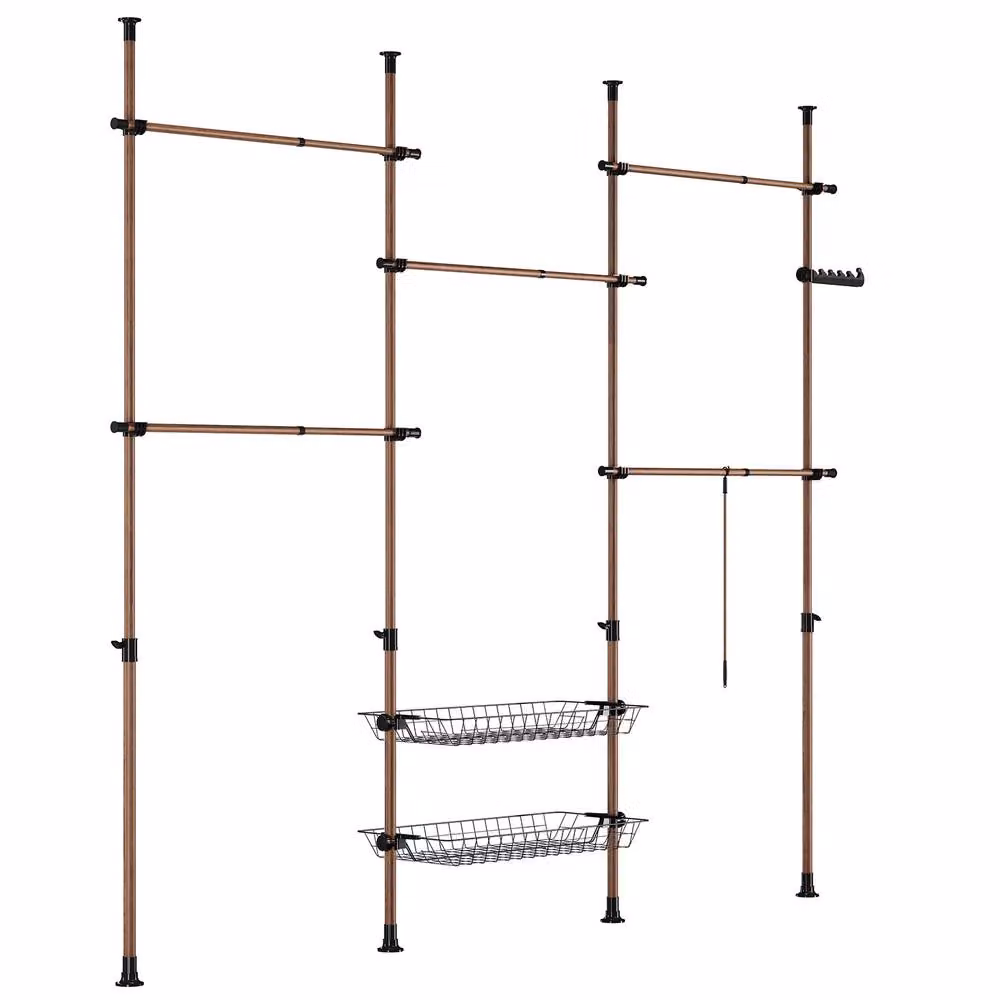 SoBuy Adjustable Metal Floor Coat Rack and Clothes Rail in Brown – 2