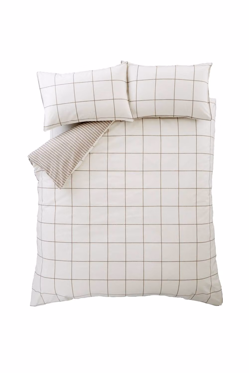 Bianca Brushed Regal Check Cotton Flannelette Reversible King Duvet Cover Set in Brown, W/D/H: 180 x 200 cm and 50 x 75 cm – 4