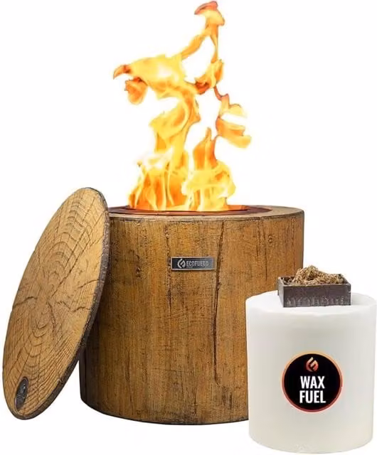 EcoFuego El Fuego Wax Fire Pit Table in Brown