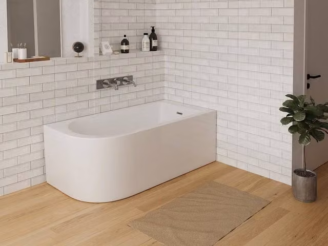Vente-unique Right-Hand Corner Acrylic Bathtub with Apron, White, W/D/H: 170 x 75 x 58 cm, 240 l