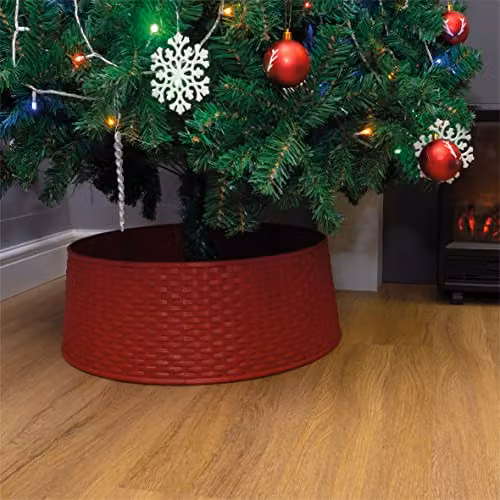 St Helens Home & Garden Red Rattan Style Round Christmas Tree Skirt – 3