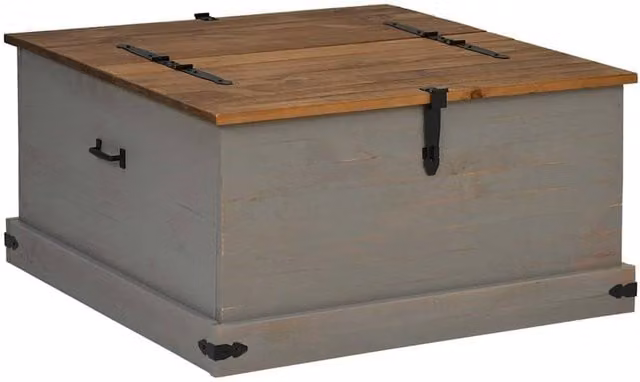 Berkfield Home HALDEN Storage Chest in Grey Solid Pine Wood, W/D/H: 91 x 91 x 47 cm – 1