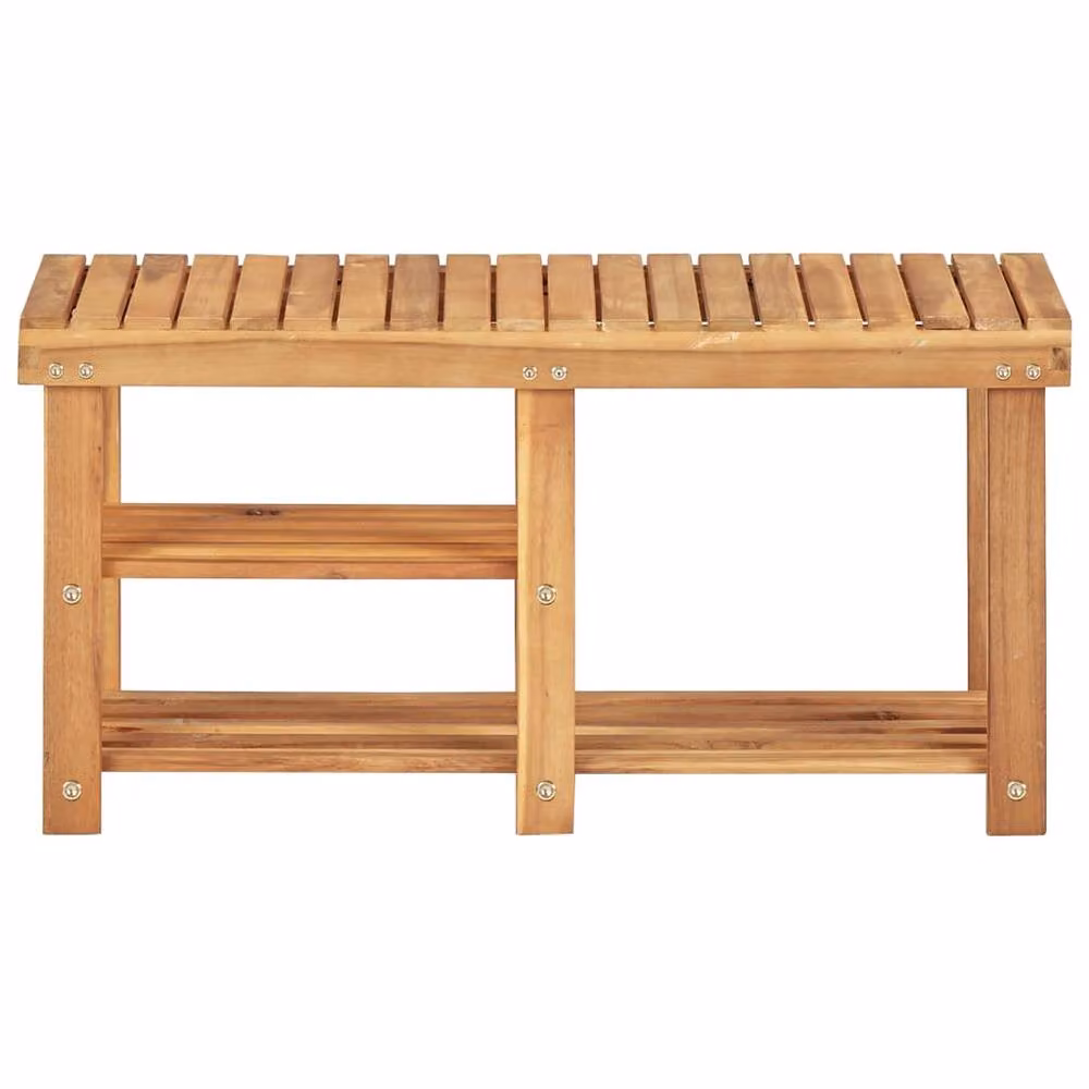 Berkfield Home Rustic Brown Acacia Wood Shoe Rack, W/D/H: 90 x 32 x 46 cm – 2