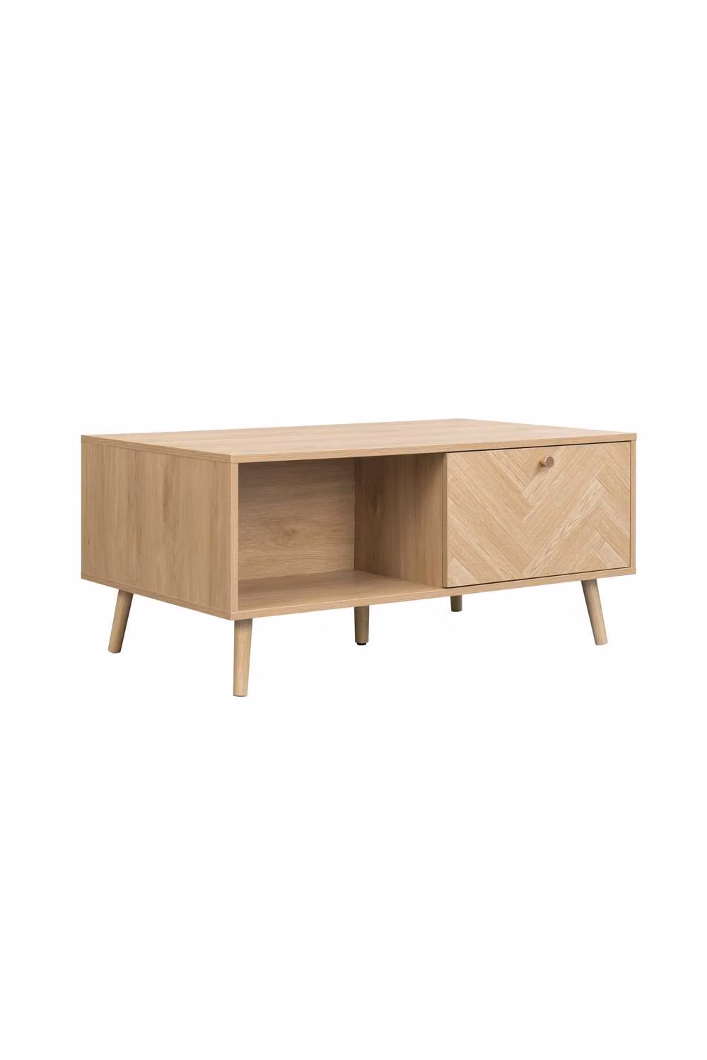 Birlea Herringford 1 Drawer Coffee Table with Oak Parquet Design in Brown – 2
