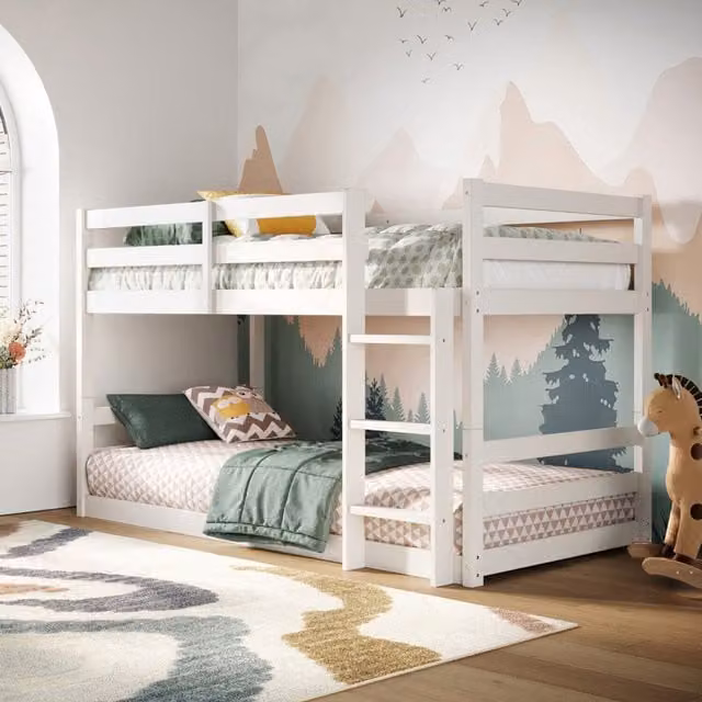 Flair Shasha Low Bunk Bed for Children in White and Grey Solid Wood