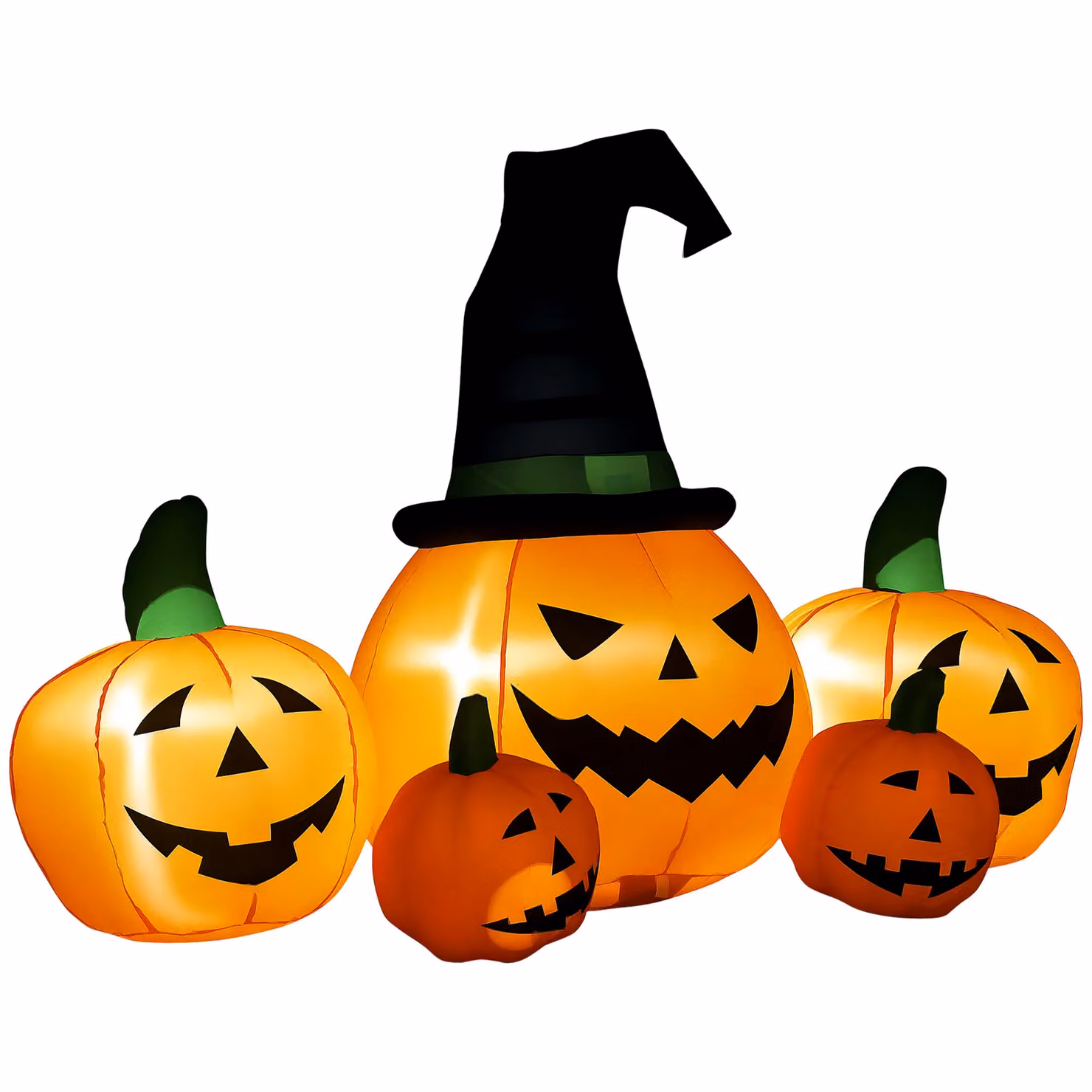 OUTSUNNY Inflatable Halloween Large Pumpkin in Hat with Four Small Pumpkins and LED Lights, Orange – 2