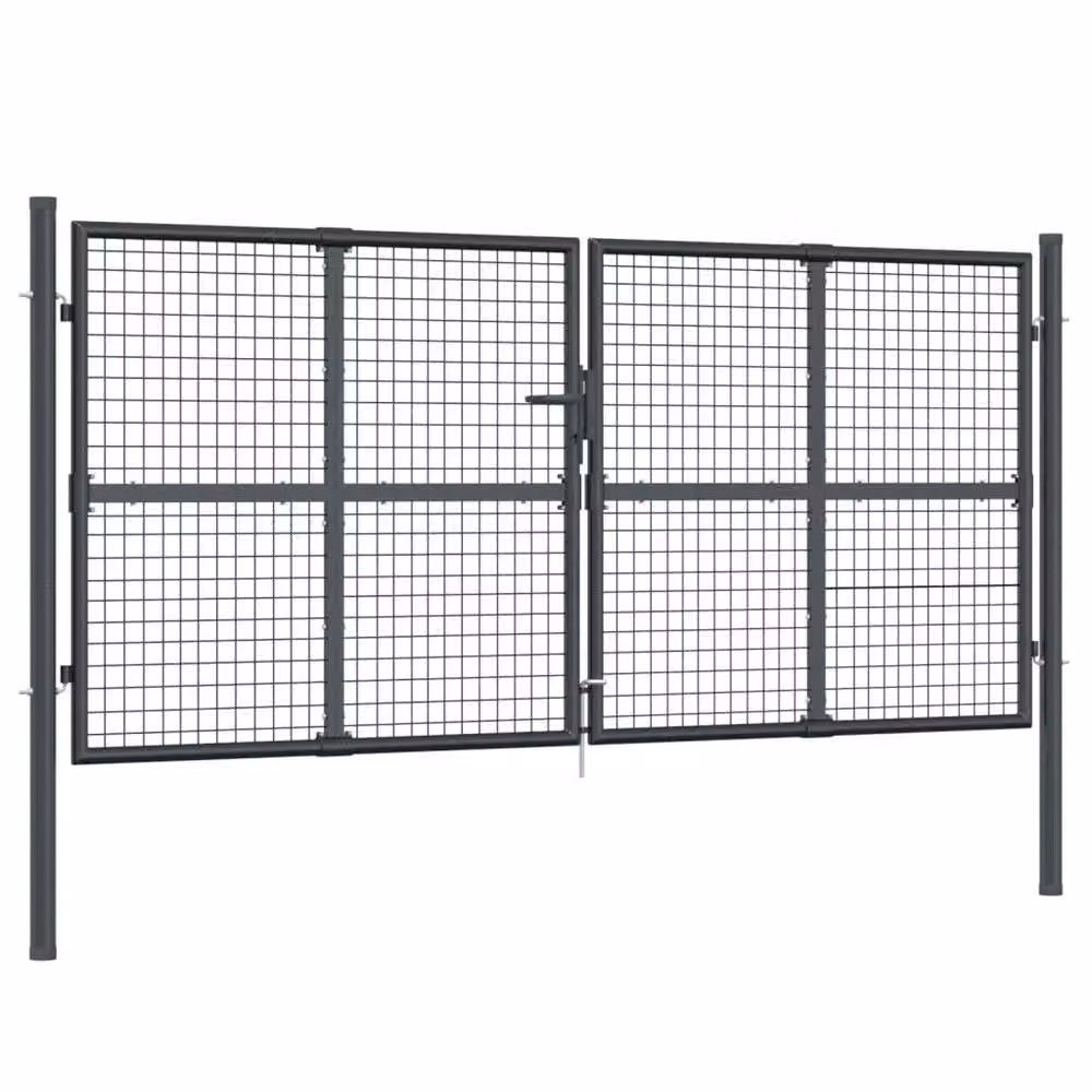 Berkfield Home Anthracite Mesh Garden Gate in Grey Galvanised Steel W: 300 cm, H: 175 cm – 2
