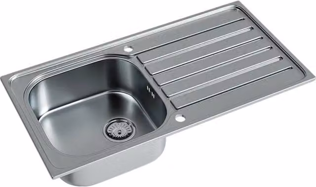 PAWNORA Single Bowl Satin Matt Inset Stainless Steel Kitchen Sink in Silver – 1