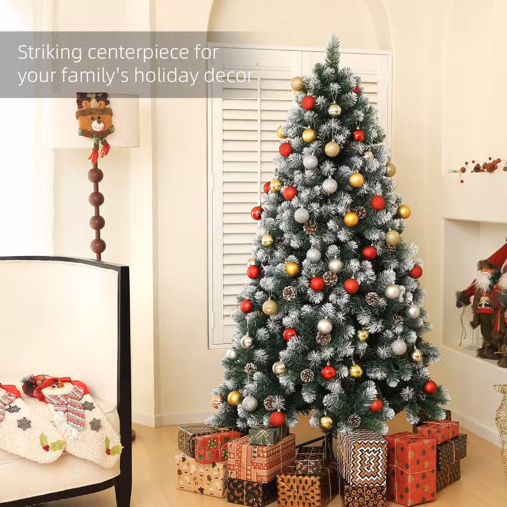 STILVORA Artificial Christmas Tree with Snow-Dipped Branches in Green and White, Height: 180 cm – 4