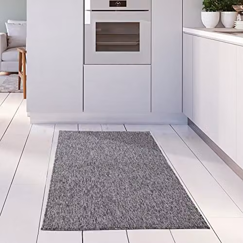THE RUGS Modern Grey Low Pile Rectangular Area Rug, W: 150 cm, D: 80 cm – 2