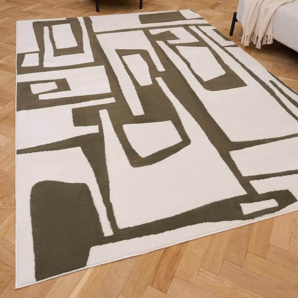 THE RUGS Loft Abstract Modern Soft Pile Area Rug, Green, W: 200 cm, D: 290 cm – 2