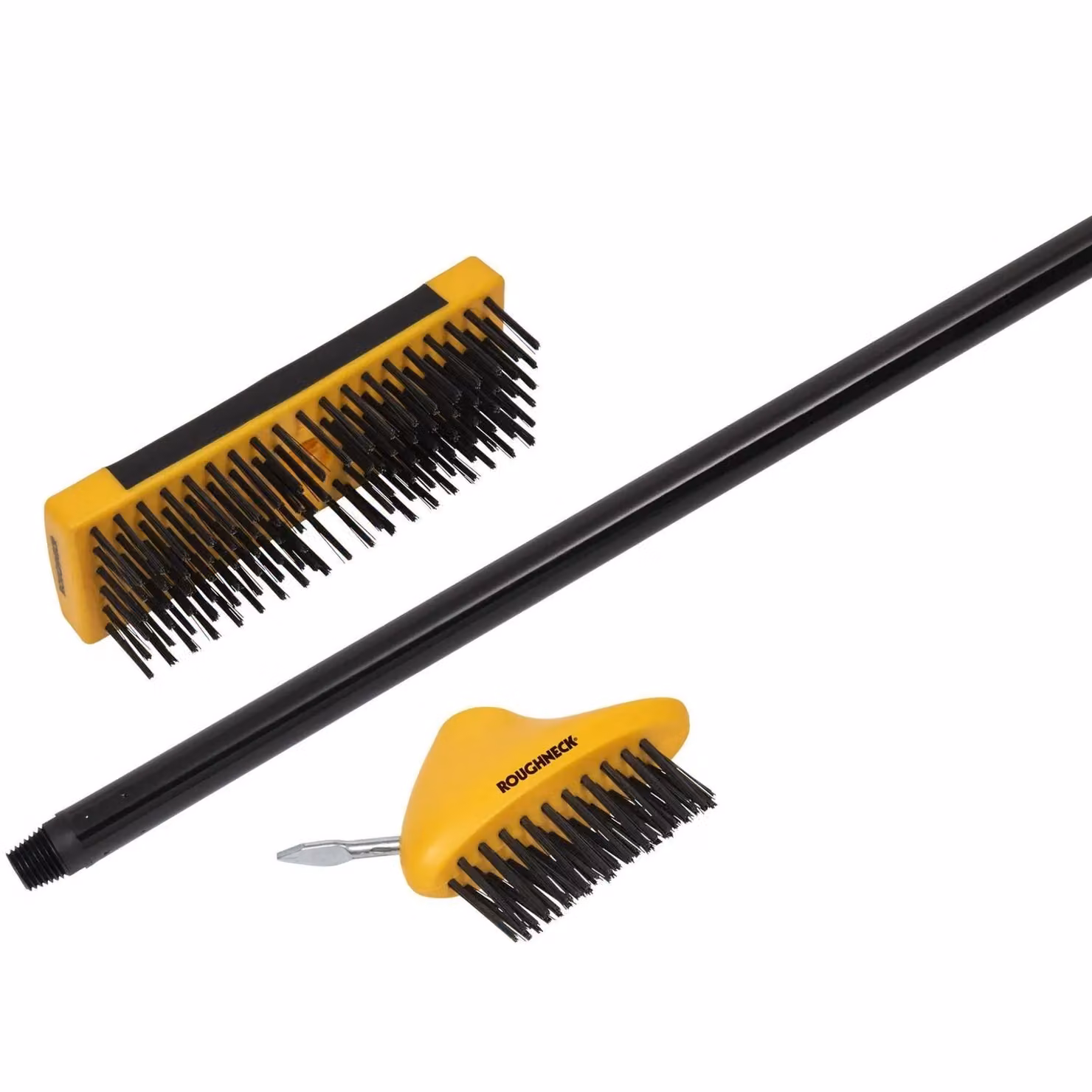 Roughneck 3 Piece Patio and Decking Brush Set with Scraper in Yellow and Multicolour – 2