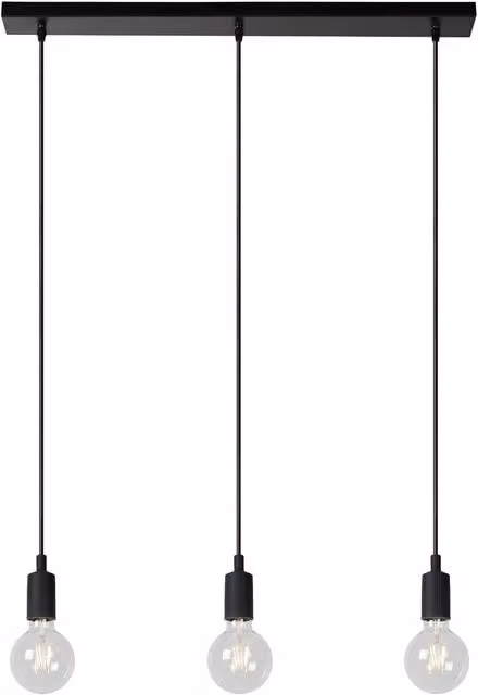 Lucide FIX Dimmable Adjustable Bar Pendant Light in Black with 3 x E27 Sockets