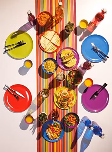 Colourworks Melamine Dinner Plates, Multi-Colour, Set of Four, Diameter: 28 cm – 1