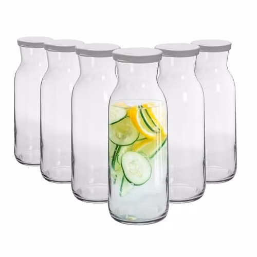 Argon Tableware Brocca Glass Carafes with Lids, Pack of 6, 1.2 l, Transparent – 1