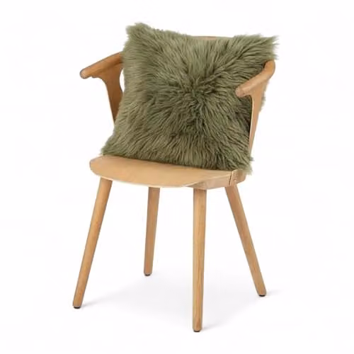 Infinity Leather Green Genuine Sheepskin Wool Cushion, W/D/H: 40 x 40 x 40 cm – 5