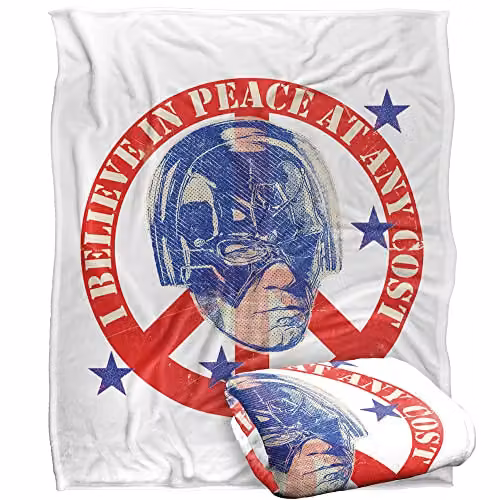 Warner Brothers Peacemaker Super Soft Microfibre Fleece Throw Blanket, White, W/D: 152 x 127 cm – 1