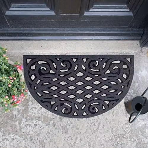 Nicoman Semicircular Rubber Outdoor Doormat in Grey, W/D/H: 75 x 45 x 44 cm – 2