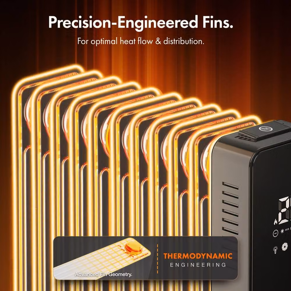 VonHaus 2500W Oil Filled Radiator with WiFi and App Control in Black – 6