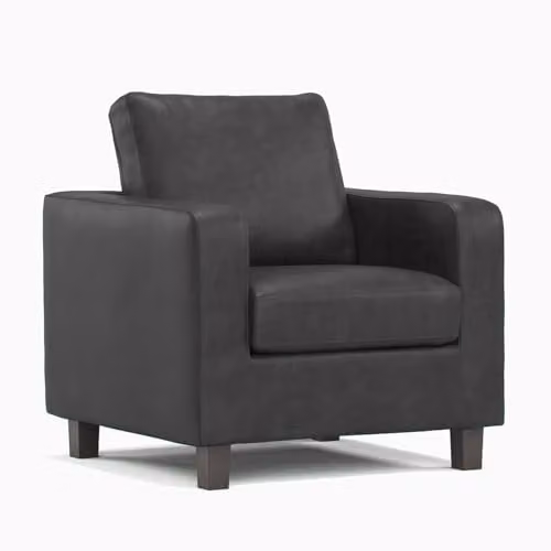 Furnishings For Less UK York Black Faux Leather Single Seater Armchair with Square Arms, W/D/H: 75 x 80 x 86 cm – 1