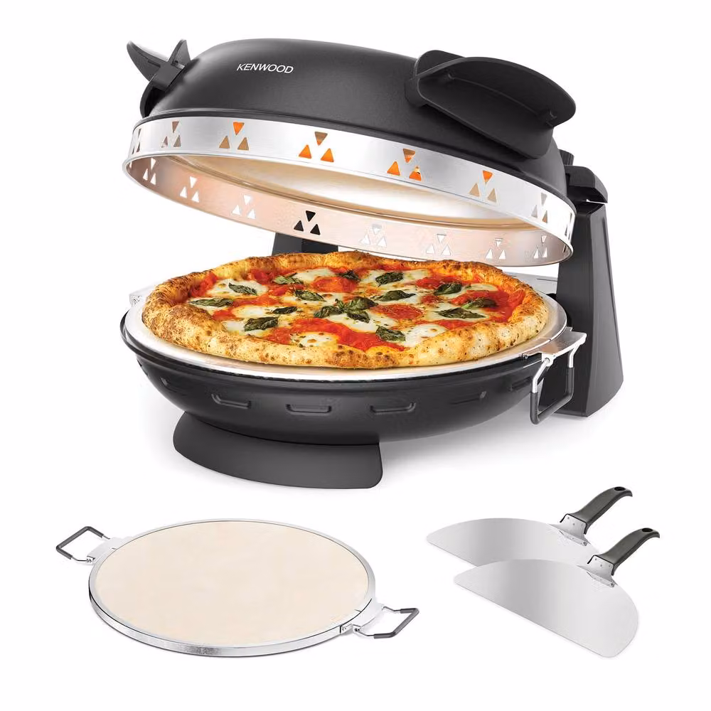 Kenwood My Pizzeria Countertop Pizza Oven in Black with Top and Bottom Heat and Timer – 6