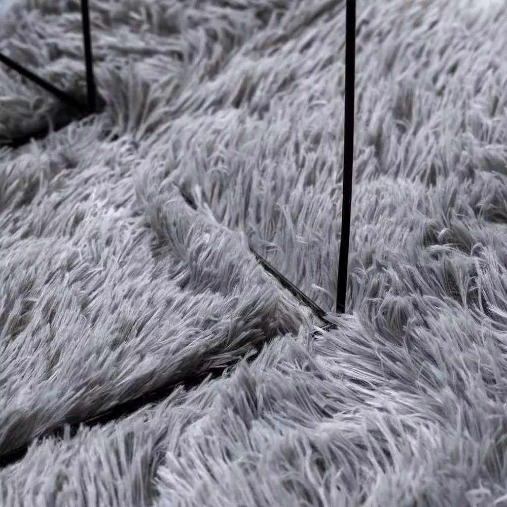 Berkfield Home NAVARRA Shaggy High Pile Round Rug, Light Grey, Diameter: 160 cm – 2