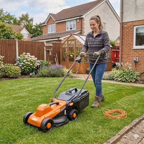 Lazy Tools Electric Lawn Mower, 1200W, Orange, 320mm Cutting Width, 30L Collection Bag – 2
