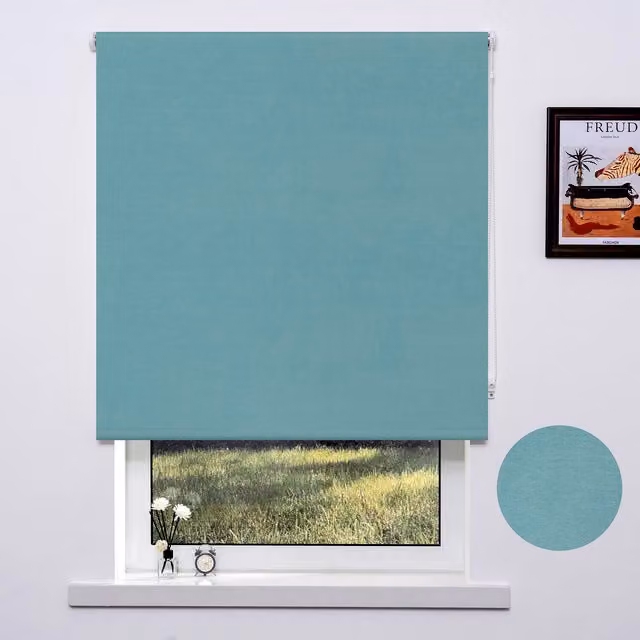 TRENDS Plain Textile Blackout Blinds in Mint, Width: 180 cm