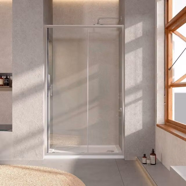 Bathroom Kingdom Shire 6mm Sliding Rectangular Glass Shower Door, Width: 1100 mm, Silver