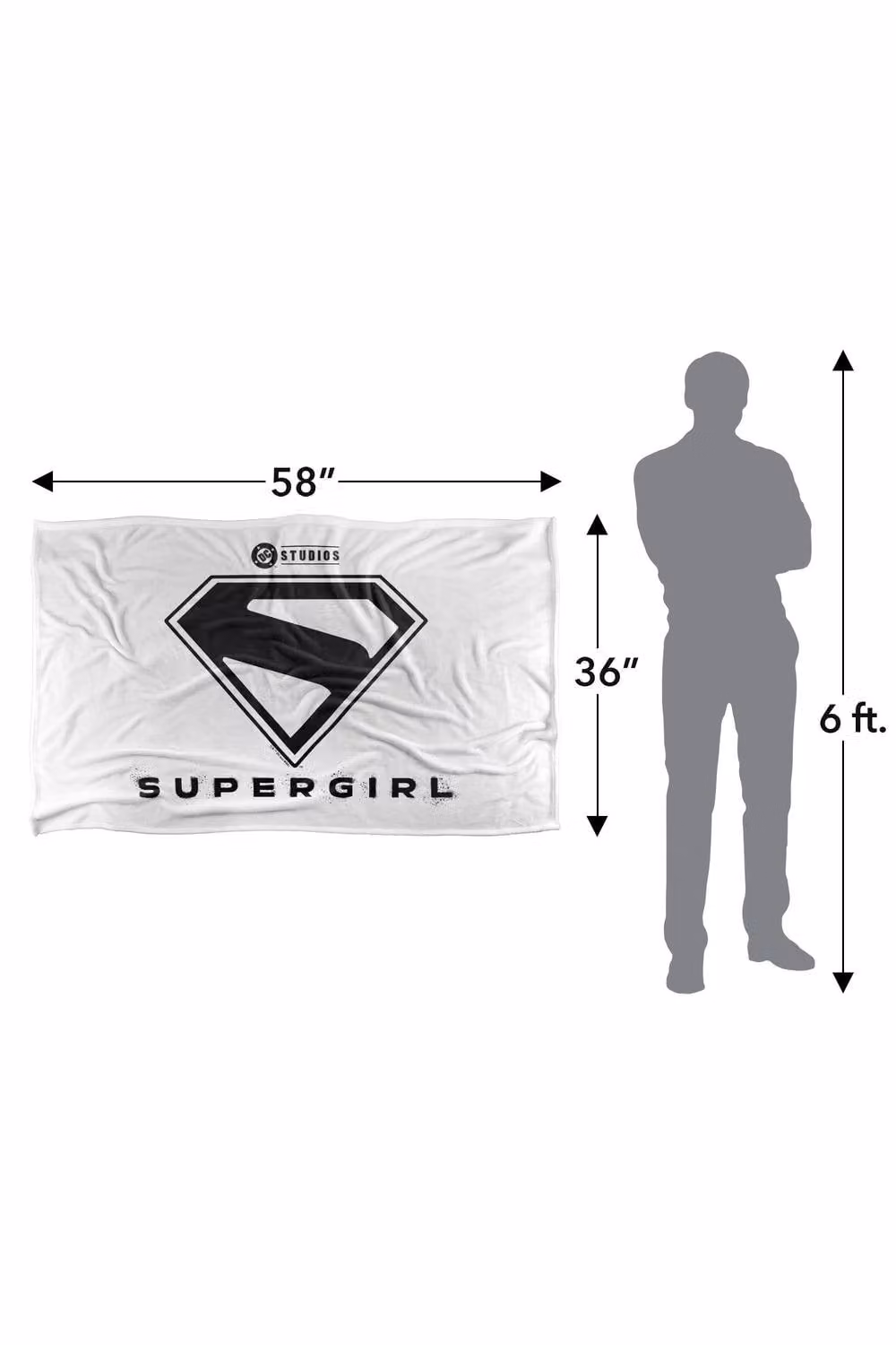Warner Bros. Supergirl Black Shield Silky Touch Super Soft Fluffy Polyester Throw Blanket for Adults, Multicolour, White – 2