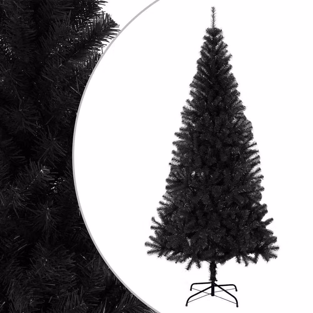 Berkfield Home Modern Artificial Christmas Tree in Black with Stand, Height: 210 cm – 2