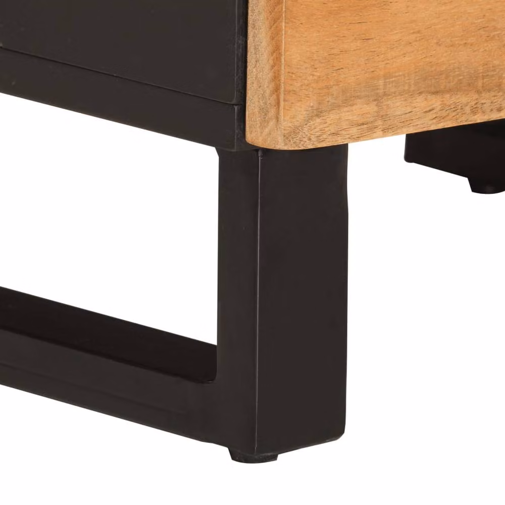 Berkfield Home Industrial Highboard with 3 Doors in Brown Solid Acacia Wood and Iron, W/D/H: 40 x 33 x 110 cm – 5