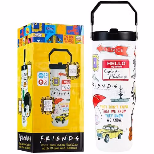 Get Trend Friends Insulated Metal Travel Water Bottle with Flip Up Straw and Handle, White, 850ml – 1