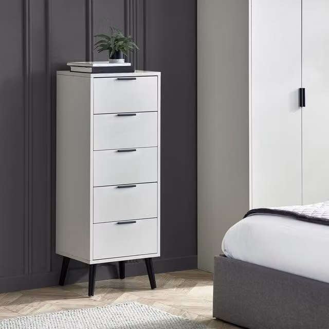 Julian Bowen Alba 5 Drawer Chest in Silk Grey with Soft Close Drawers