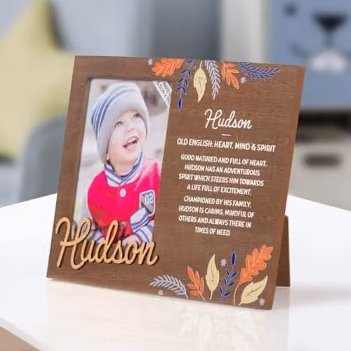 History & Heraldry Hudson Pre-personalised Child's Picture Frame, Brown, W: 11 cm, H: 8.5 cm – 1