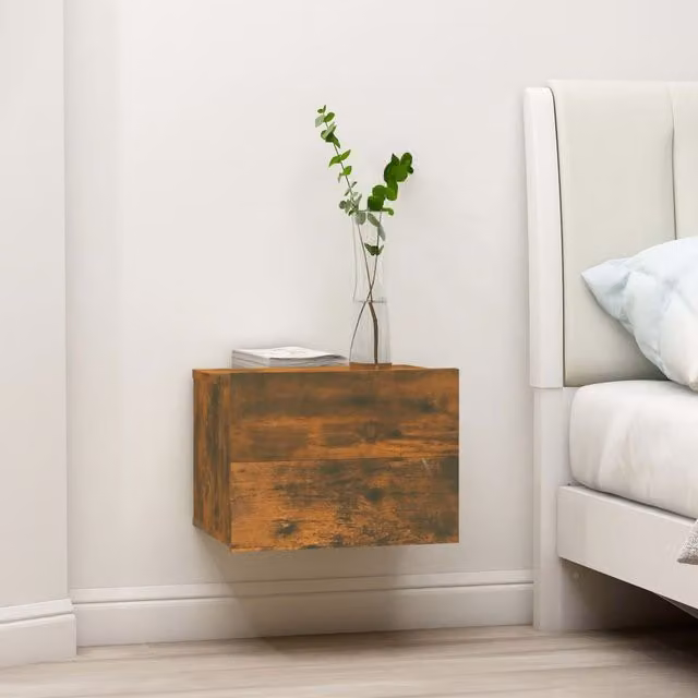 Berkfield Home Smoked Oak Bedside Cabinet in Brown, W/D/H: 40 x 30 x 30 cm