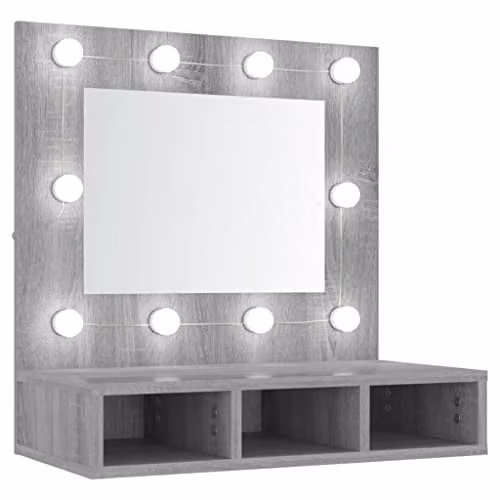 vidaXL Modern Mirror Cabinet with LED Lighting in Grey Sonoma, W/D/H: 60 x 31.5 x 62 cm – 1
