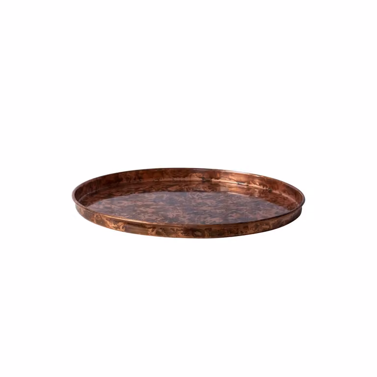 Dome Deco CARUS Round Abstract Metal Tray in Bronze