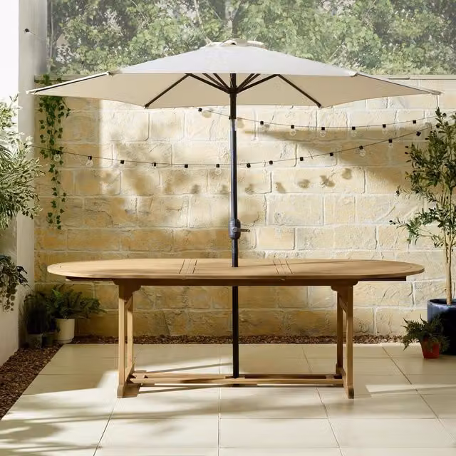 FurnitureboxUK Vertical Garden Parasol Base Set in Beige with UPF 50 Polyester Canopy