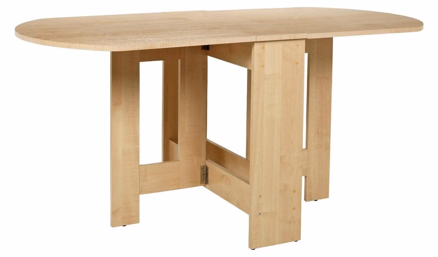 Cheap Furniture Warehouse Light Oak Effect Extendable Gateleg Dining Table with Folding Drop Leaf Top in Beige