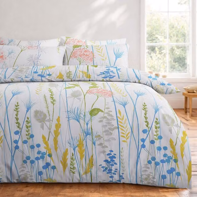 Florelle Reversible Floral Nature Duvet Cover Set, Multicolour, W: 180 cm x L: 200 cm