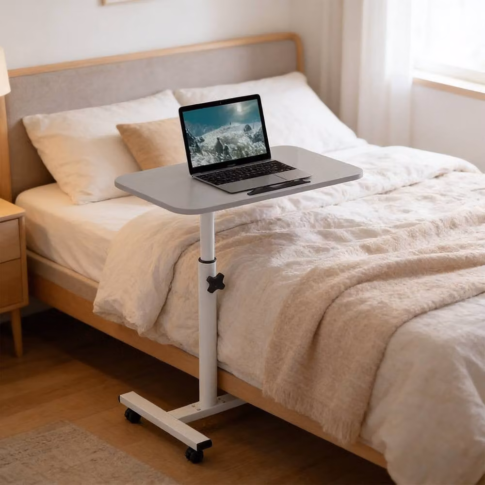 FORGEVIO Grey Height Adjustable Mobile Table with Castors – 3