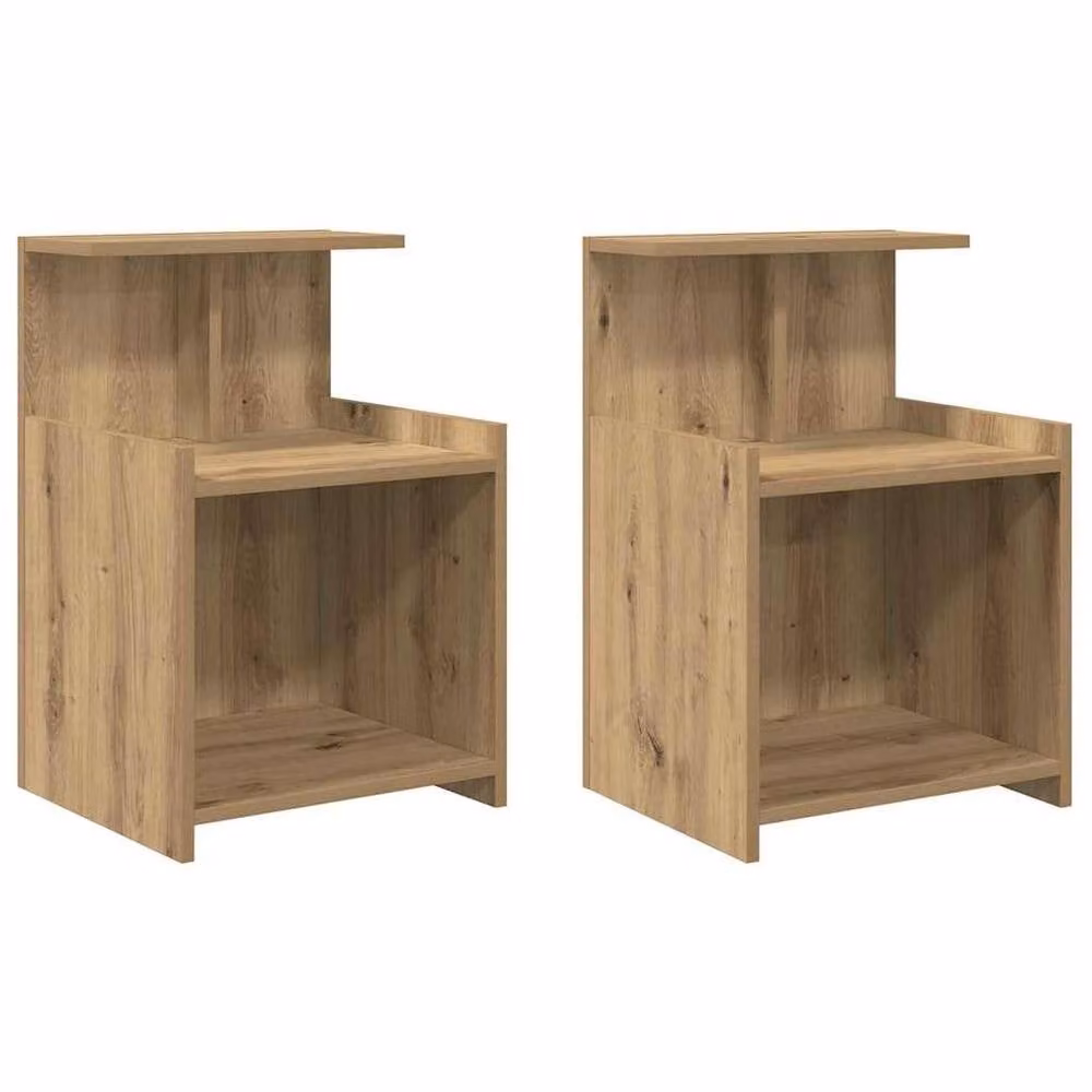 Berkfield Home Modern Bed Cabinets, 2 Piece Artisan Oak in Brown, W/D/H: 40 x 35 x 60 cm – 3