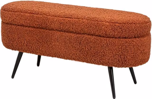 Nordlys Scandinavian Design Red Bouclé Upholstered Bench with Metal Legs – 1