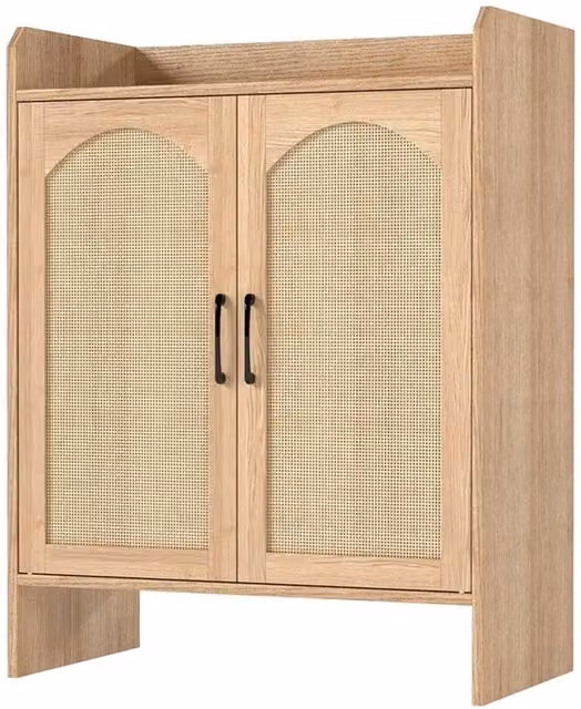 Nordara 5-Layer Rattan Shoe Cabinet with Adjustable Internal Shelves in Beige