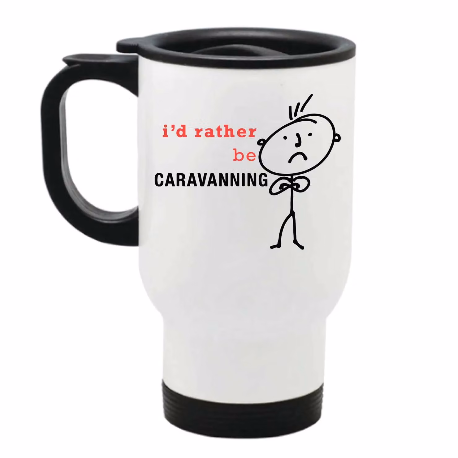 60 Second Makeover Men's I'd Rather Be Caravanning Metal Travel Mug in White – 2