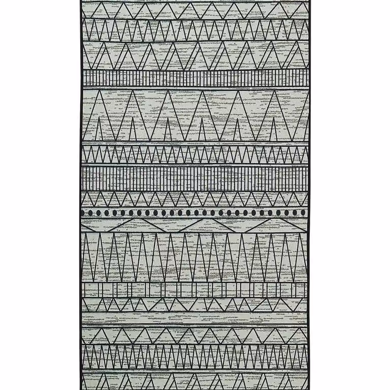 Wyld and Coco Geometric Rectangular Rug in Black and Grey, W: 80 cm, L: 150 cm