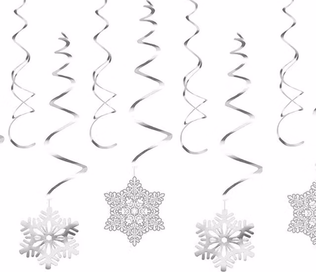 Neel Blue Silver Snowflake Swirl Hanging Cutout Christmas Decorations, 30 Pieces – 1