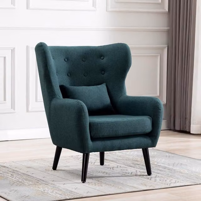 More4Homes Winslow Modern Velvet Wing Back Accent Armchair in Green – 1